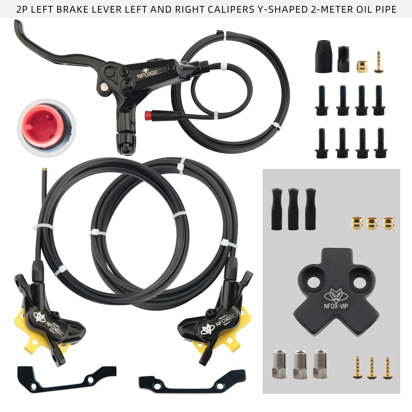 NFOX B015-4 piston caliper tricycle power-off brake handle three-way one support two oil pipe accessories hydraulic brake kit