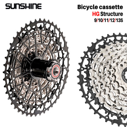 SUNSHINE Hollow Mountain Freedom Wheel 9/10/11/12/13S Folding Bicycle 40T/42T/46T/48T/50T/52T Variable Speed Card Flywheel HG