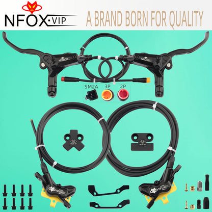 NFOX B015-4 piston caliper tricycle power-off brake handle three-way one support two oil pipe accessories hydraulic brake kit