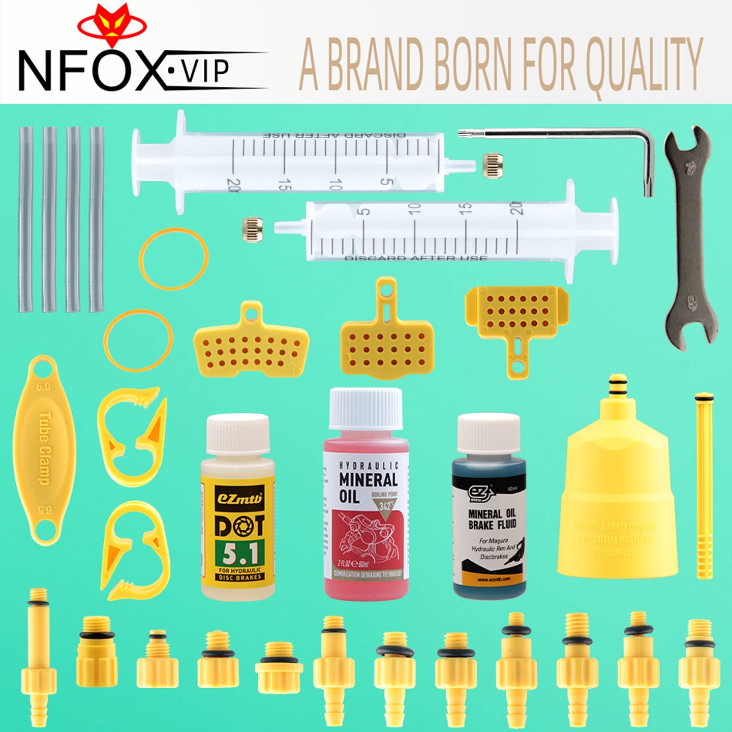 EZmtd 32 piece hydraulic brake oil change tool set, simple bicycle refueling funnel, exhaust oil injection needle tube accessories